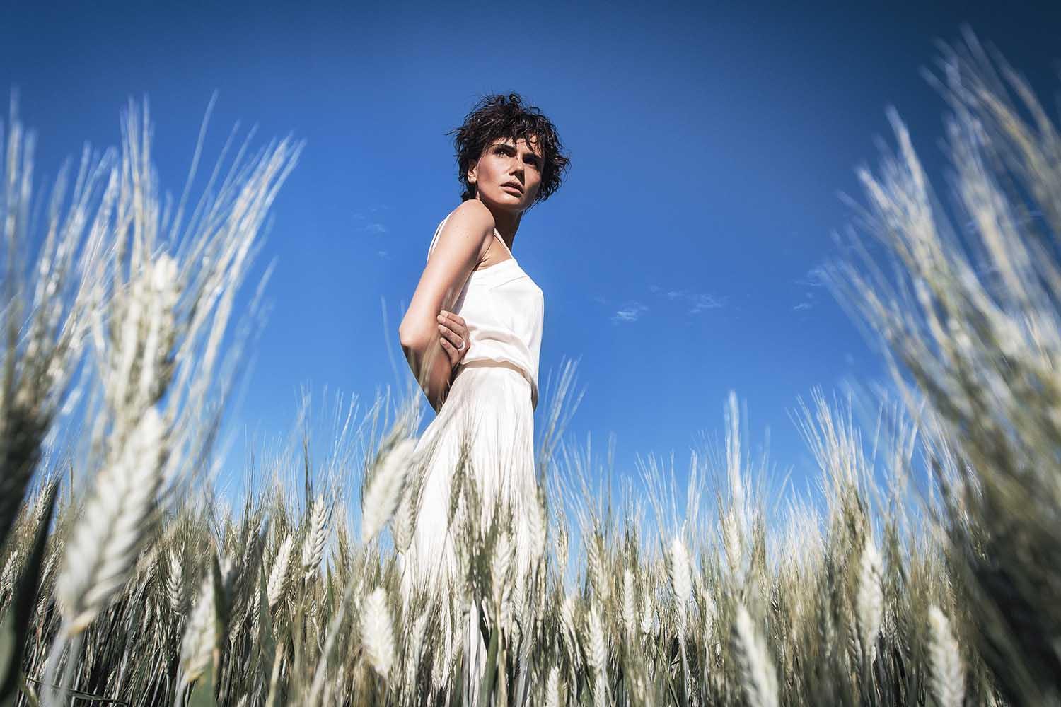 Canottiera Perla e Pantalone Ariel in fibra di lyocell e seacell abbigliamento sostenibile sartoriale Brand ecosostenibile Malìa Lab