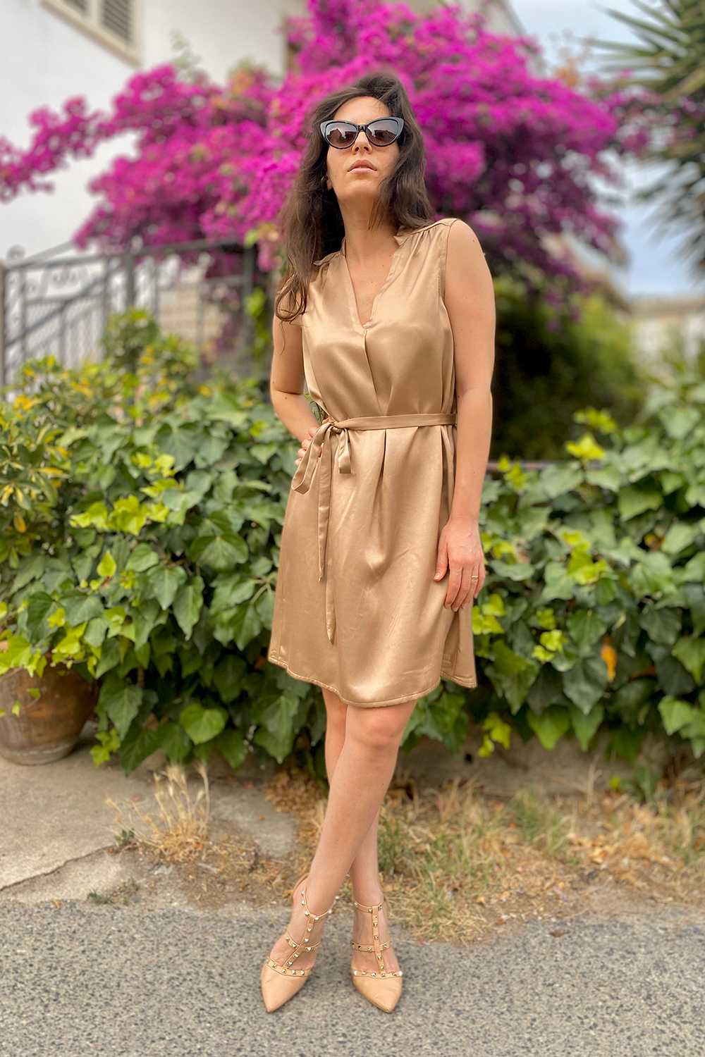 Abito Clara cupro lyocell abbigliamento sostenibile vestiti ecosostenibili donna brand malia lab nude