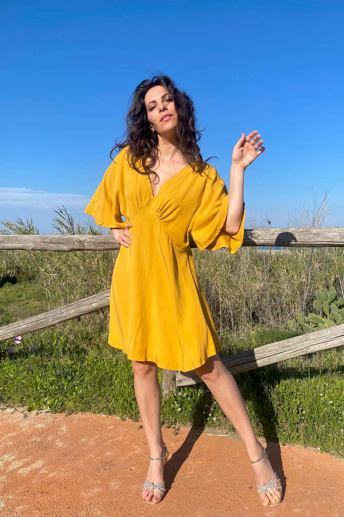 Abito Raquel tencel lyocell brand malia lab abbigliamento sartoriale etico