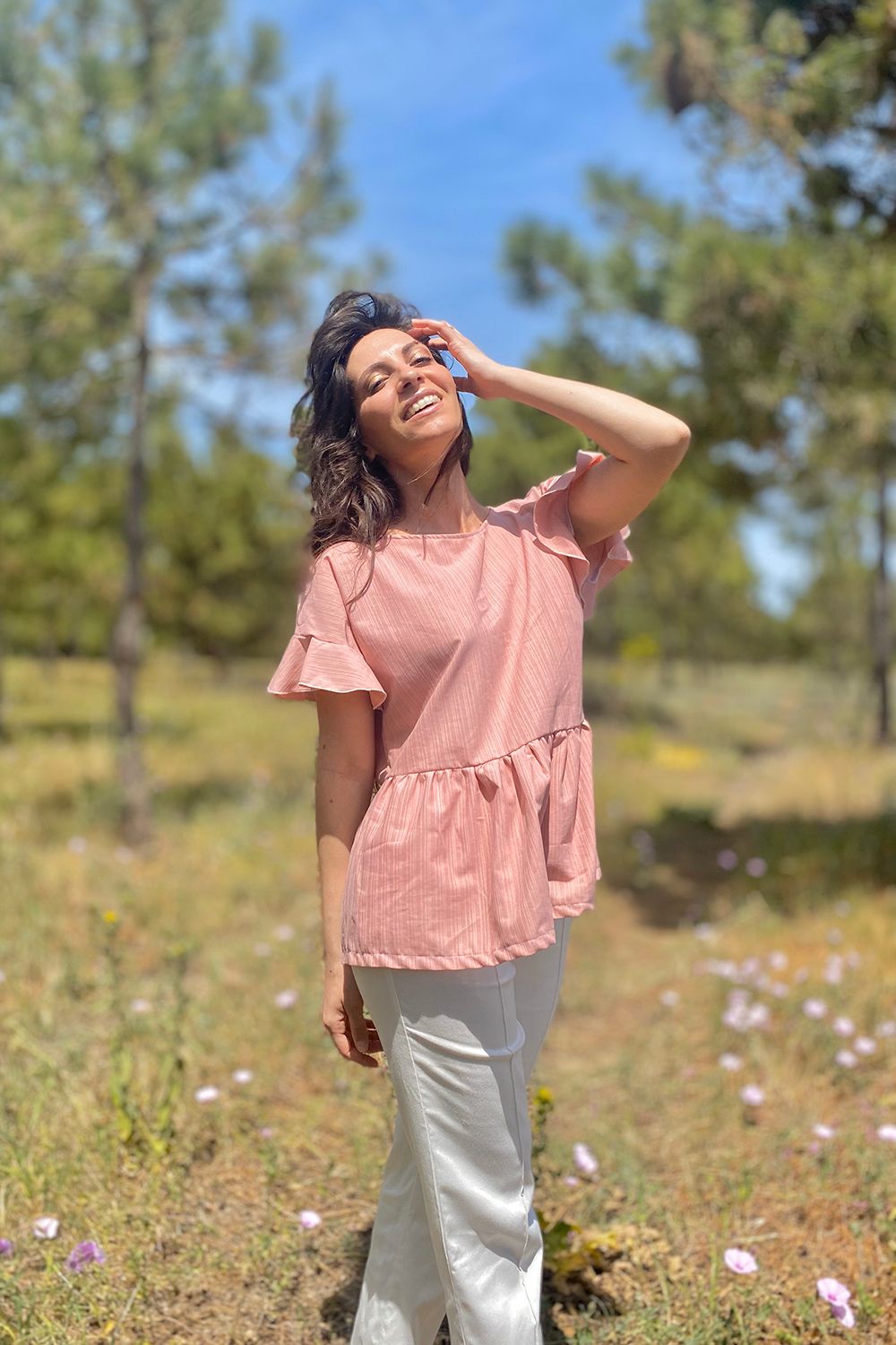 Blusa in cotone biologico seta biologica abbigliamento sostenibile vestiti ecosostenibili donna brand malia lab detaglio laterale