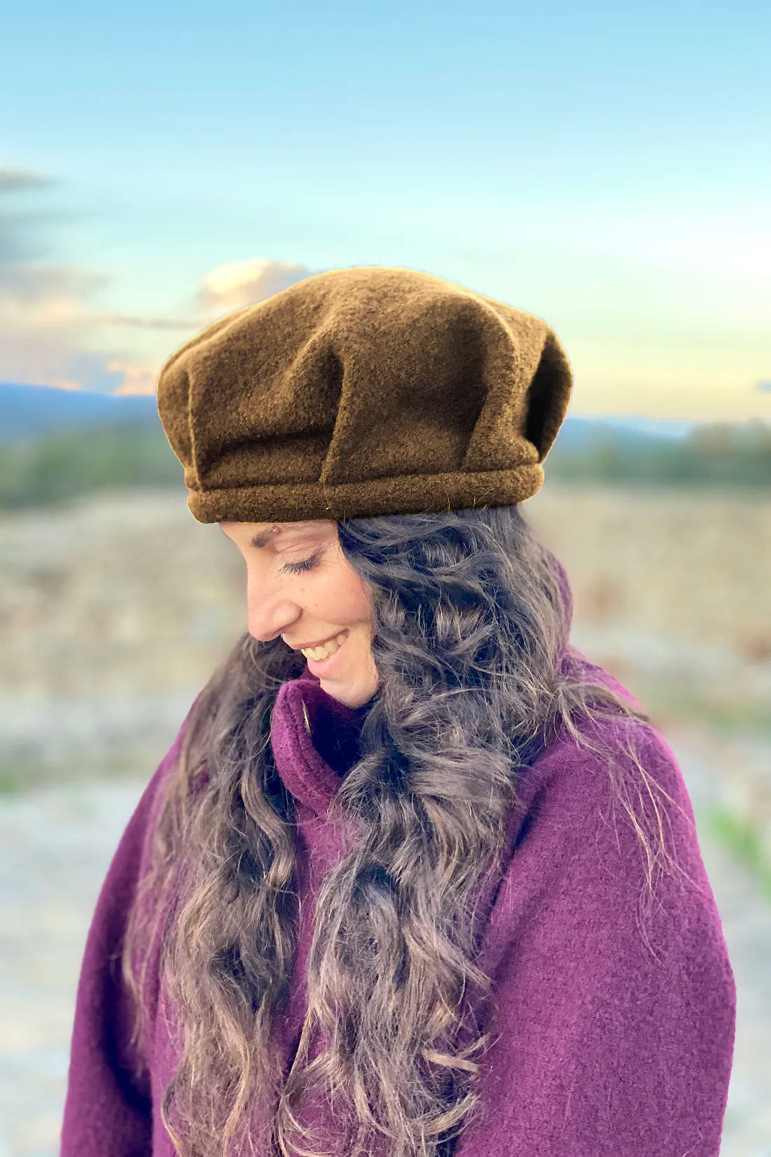 Cappello Edith lana cotta vergine accessori artigianali sostenibili malia lab colore biscotto