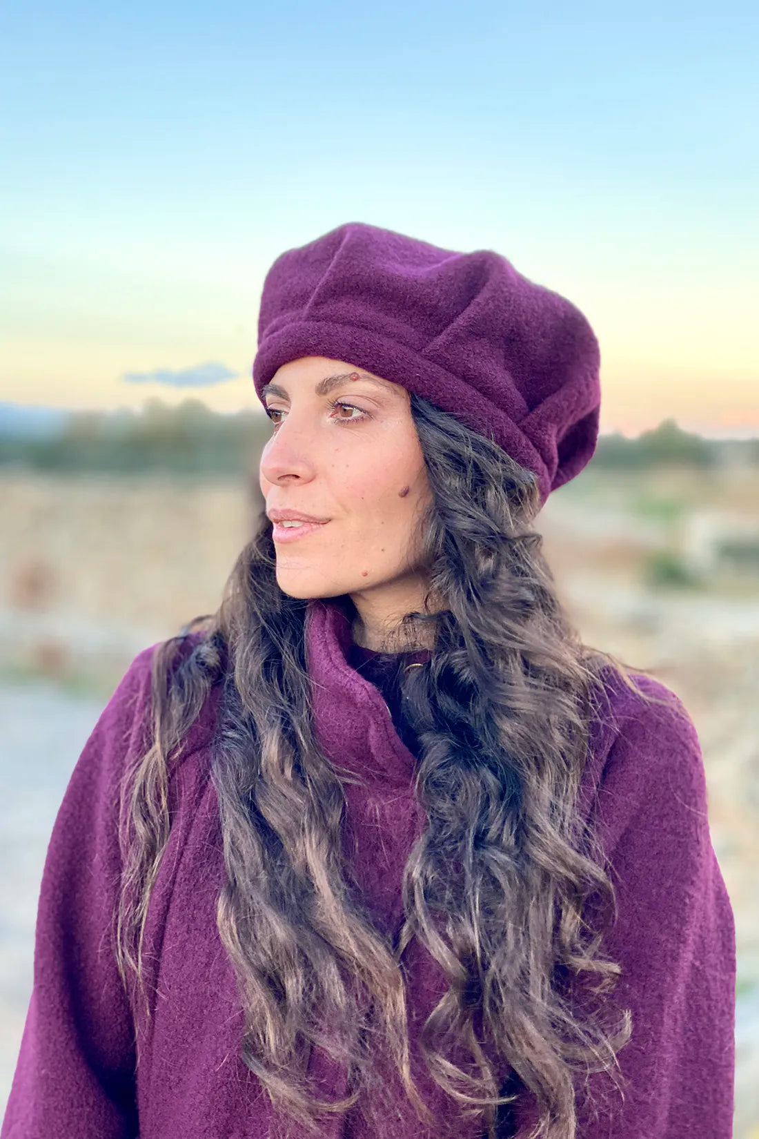 Cappello Edith lana cotta vergine accessori artigianali sostenibili malia lab laterale