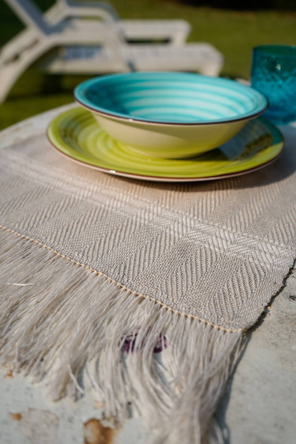 Tovaglietta americana 40 x 30 realizzata a telaio manuale calabrese Malìa Lab Atelier di moda biologica artigianale etica Accessori per la casa lino e canapa