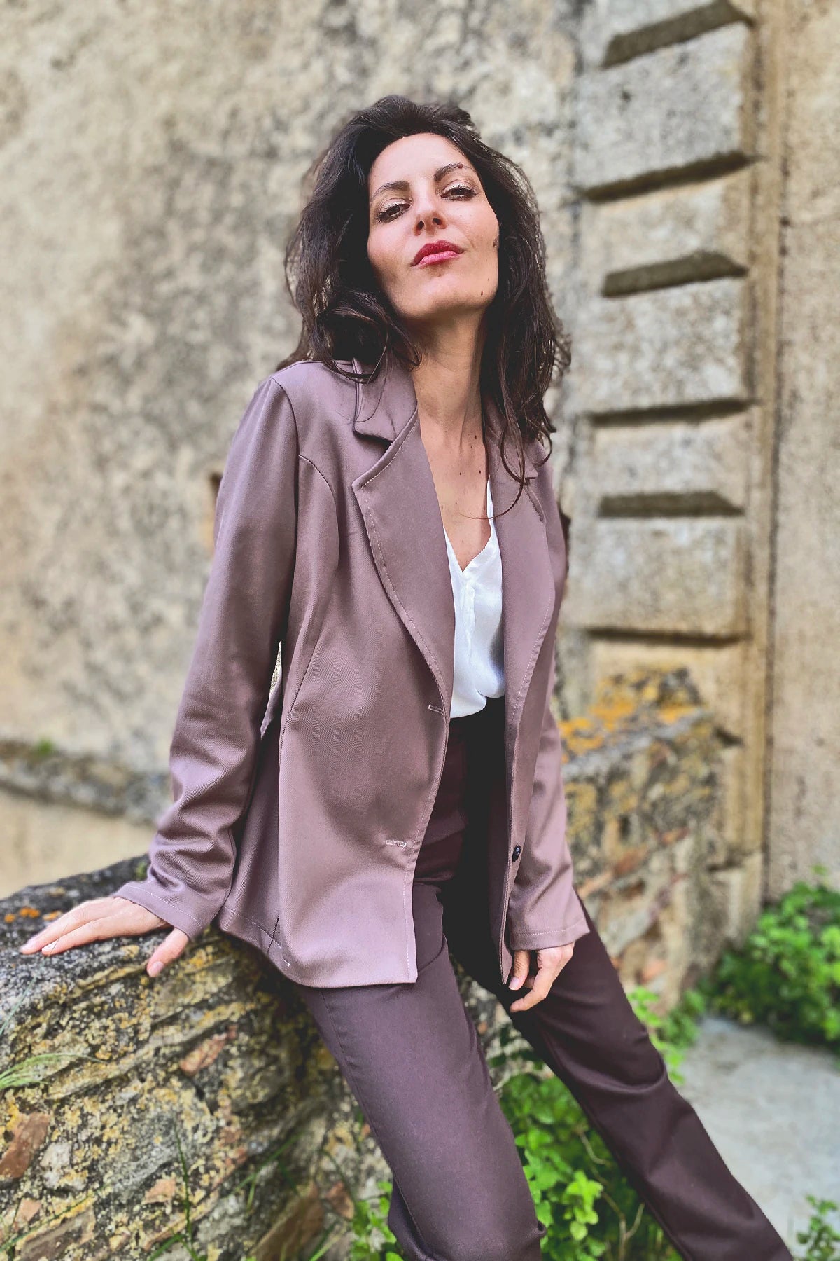 Giacca Guendalina cotone abbigliamento sostenibile etico brand sartoriale malia lab dettaglio laterale