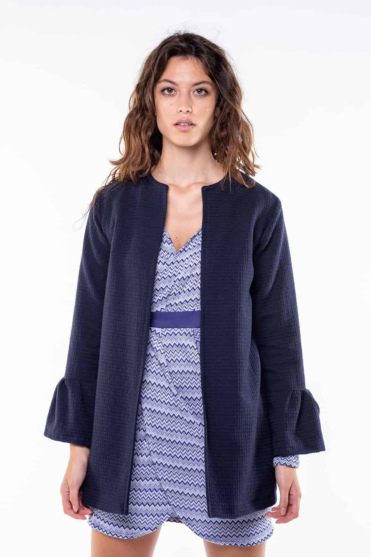 Giacca in cotone biologico lana biologica Teresa abbigliamento fibre naturali giacche sostenibili caldo autunno inverno moda sostenibile Malia Lab brand