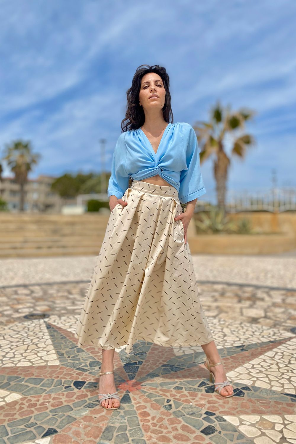 Gonna in cotone biologico abbigliamento sostenibile vestiti ecosostenibili donna brand malia lab gonna sartoriale su misura