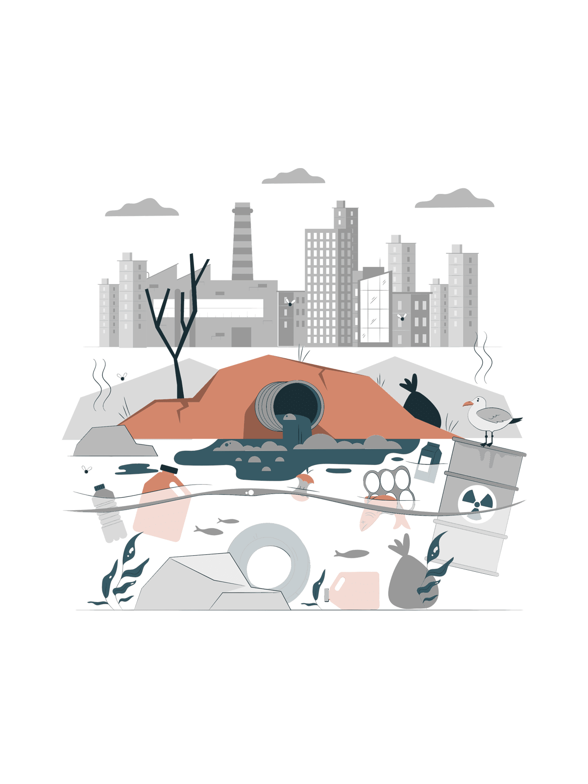 Inquinamento industria moda acqua ambiente illustration by storyset https://storyset.com/