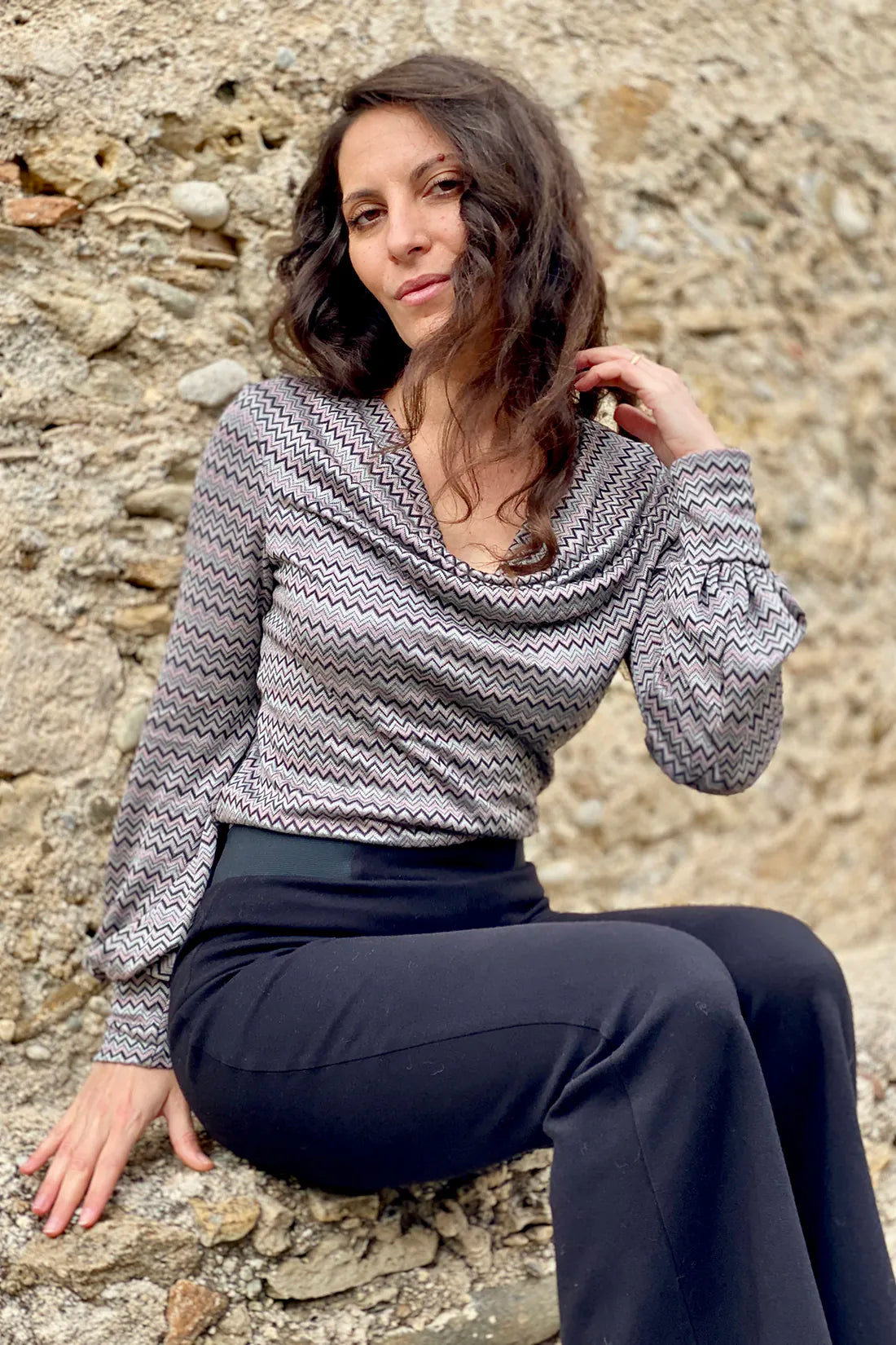 Maglia CANNELLA ecoviscosa vegetale abbigliamento sartoriale artigianale sostenibile malia lab