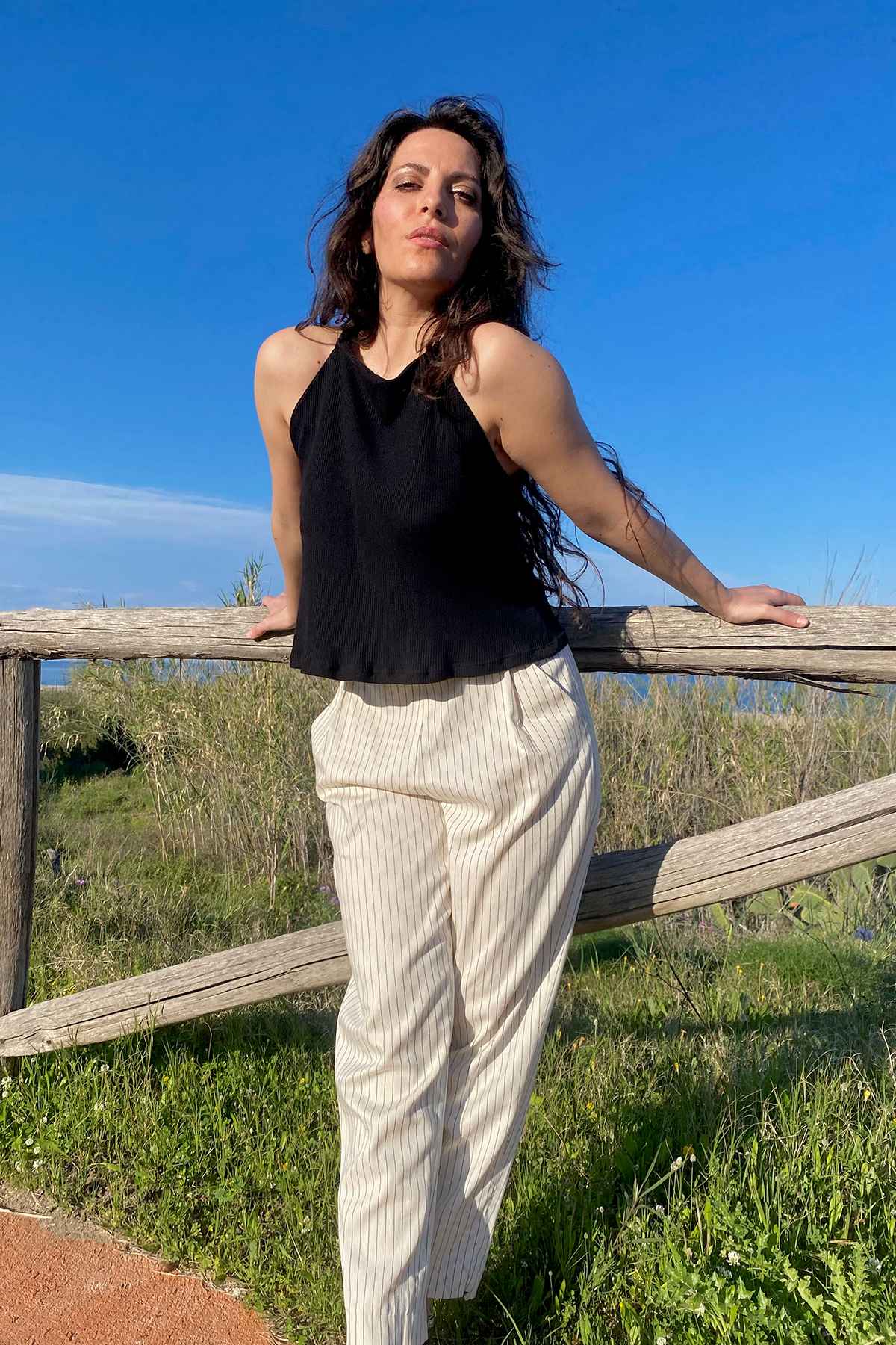 Top Alba Pantalone Ada seacell lyocell costina brand malia lab abbigliamento sartoriale etico