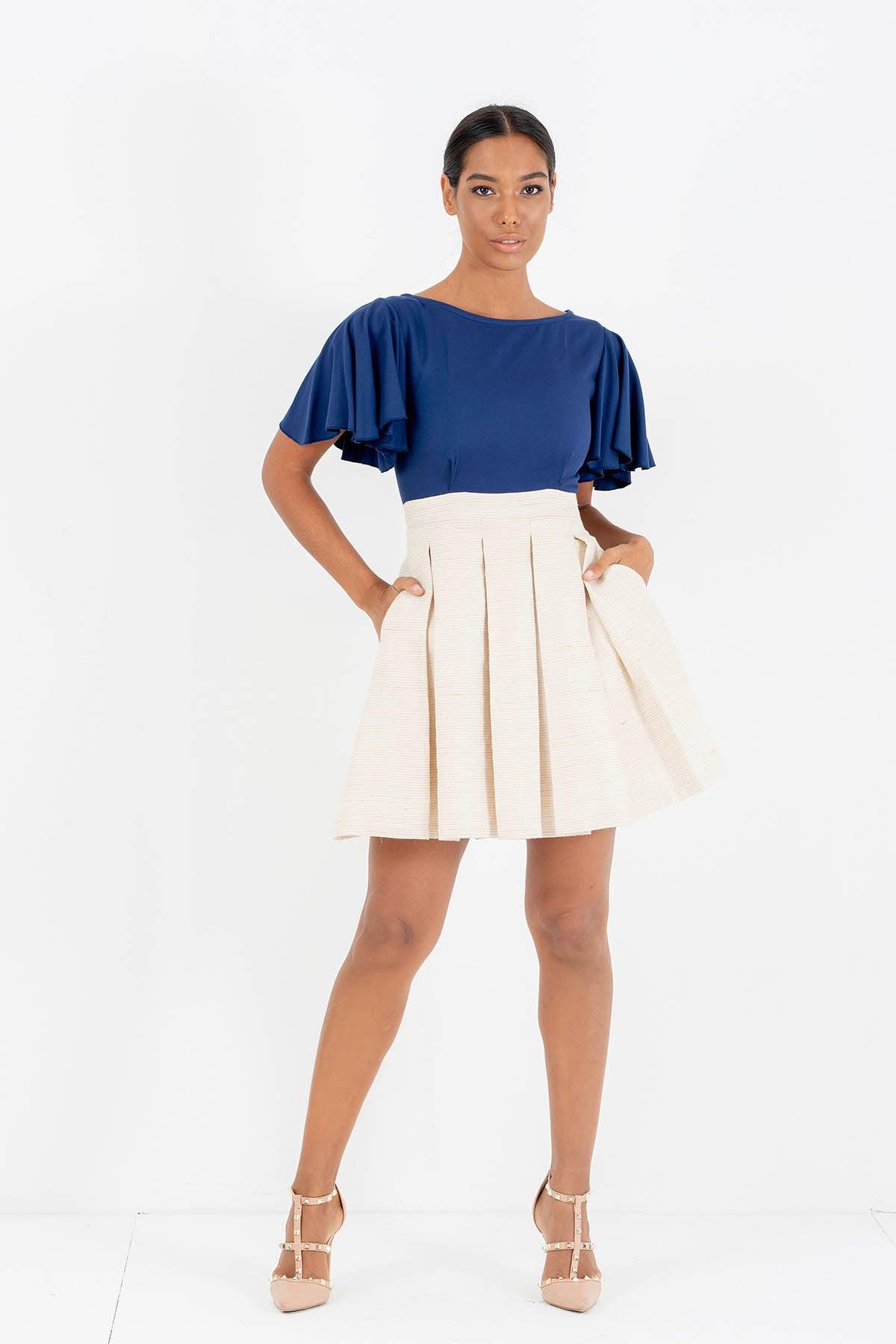 Abito Melinda canapa biologica seta biologica bamboo ecologico abiti su misura abiti sartoriali abbigliamento sartoriale artigianale abbigliamento etico brand malia lab vestiti sostenibili fibre certificate