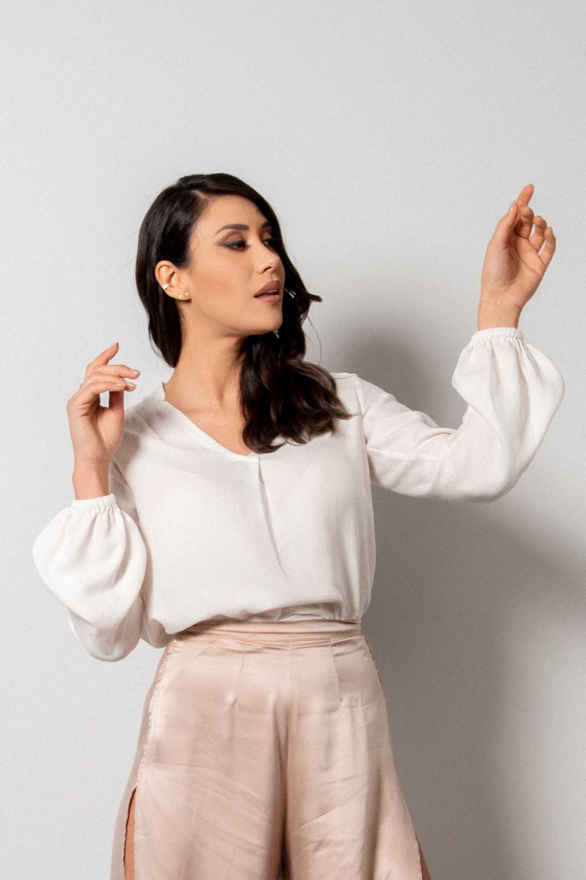 Camicia Alice lyocell fibra di alga abbigliamento sartoriale artigianale etico atelier brand malia lab Vestiti etici Camicie sostenibili Abbigliamento ecosostenibile donna fibre naturali made in italy