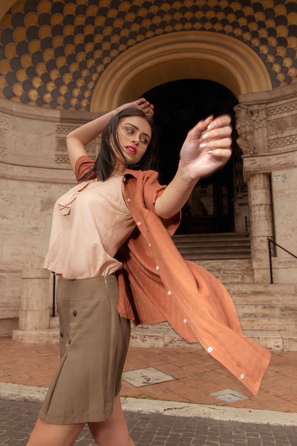 Camicione Lyla ampio comodo bamboo ecologico cotone biologico moda etica artigianale brand malia lab abbigliamento biologico sostenibile casual