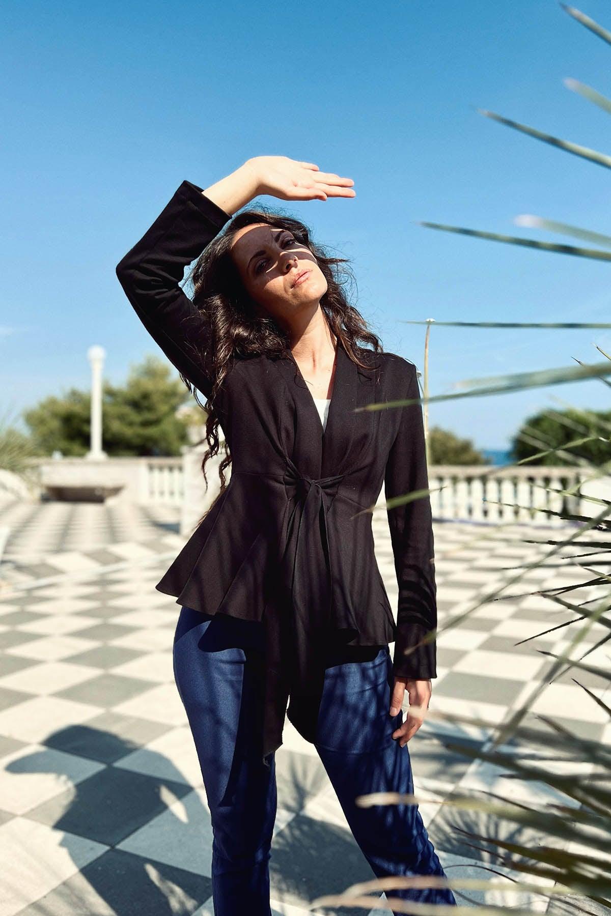 Cardigan VIVIANA cotone felpato biologico malia lab atelier moda artigianale etica giacca artigianale vestiti sostenibili autunno inverno