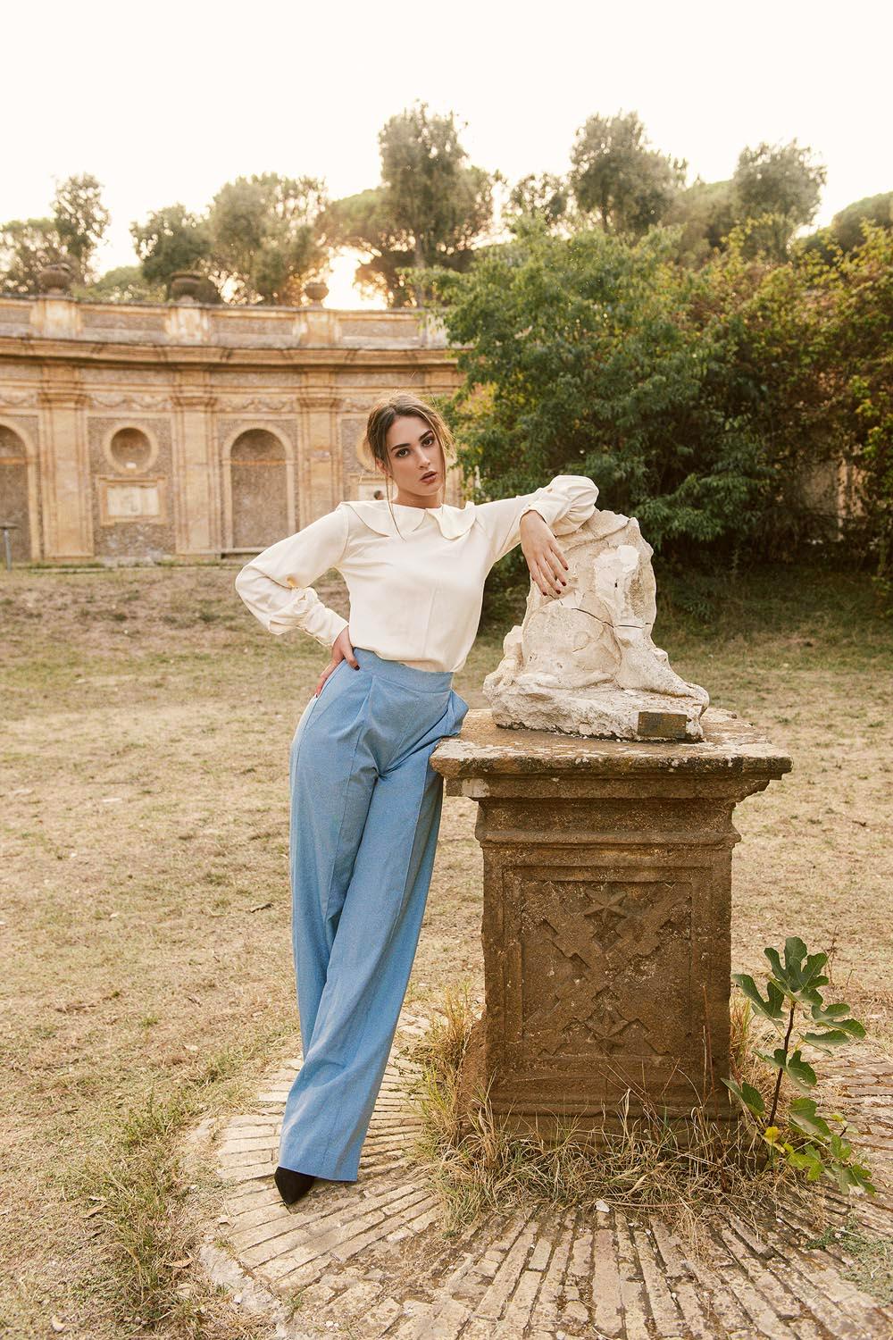 Camicia Oslo lyocell seacell brand malia lab moda artigianale etica abbigliamento sostenibile vestiti sostenibili donna in fibre naturali made in italy camicia su misura camicie sostenibili