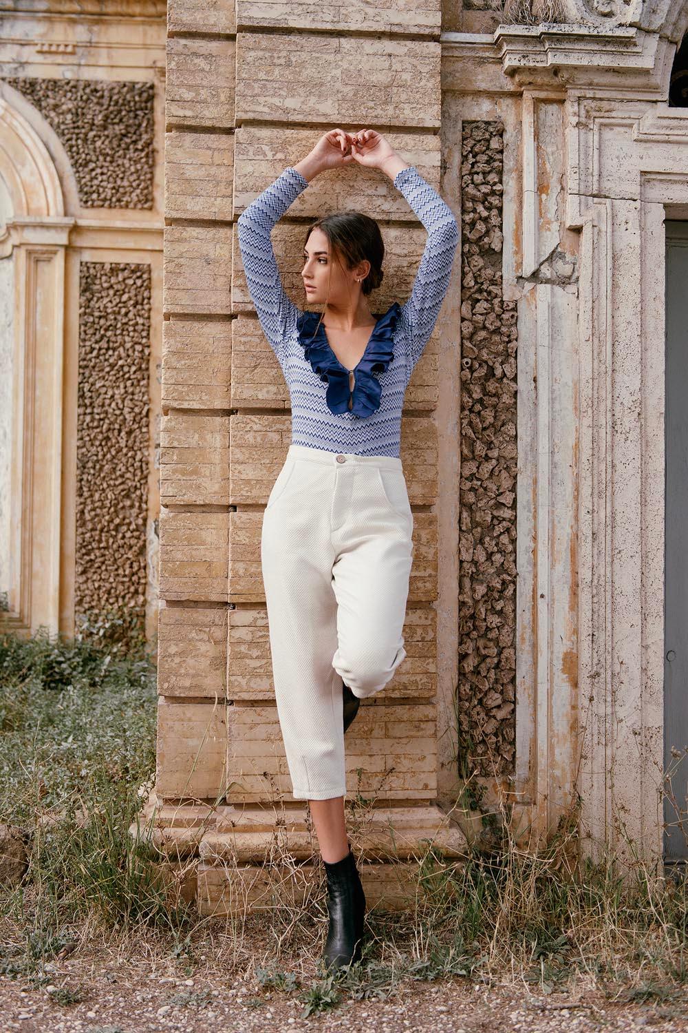 Pantalone Marrakech cotone lana lino canapa comodo vestibilita comoda brand malia lab moda etica abbigliamento sostenibile vestiti sostenibili donna in fibre naturali