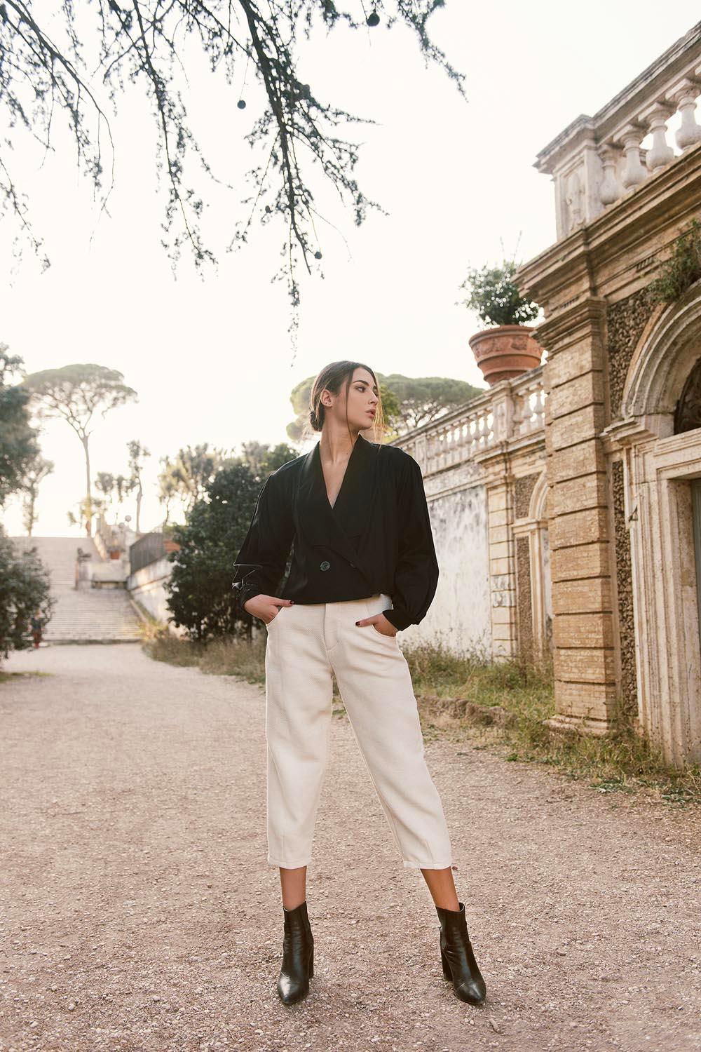 Pantalone Marrakech cotone lana lino canapa comodo vestibilita comoda brand malia lab moda etica abbigliamento sostenibile vestiti sostenibili donna in fibre naturali