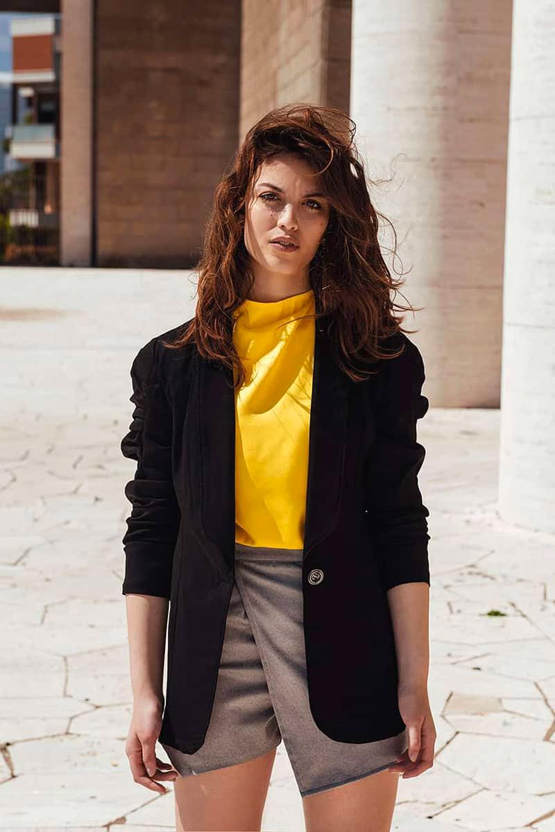 Giacca Amelia bamboo ecologico brand malia lab atelier moda etica sostenibile artigianale abbigliamento sostenibile donna vestiti ecosostenibili tessuti naturali giacca sartoriale