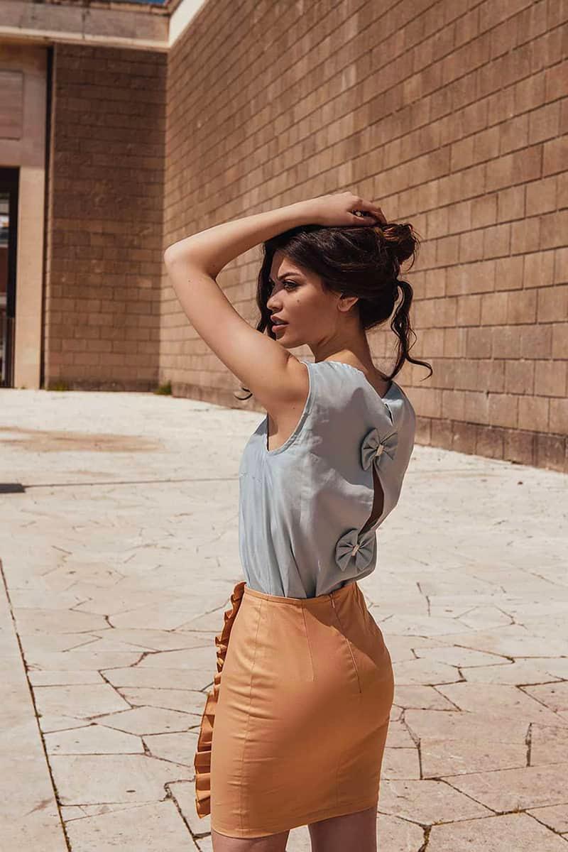 Canottiera Nives Cupro ecologico cotone biologico abbigliamento sartoriale artigianale abbigliamento etico brand malia lab vestiti sostenibili