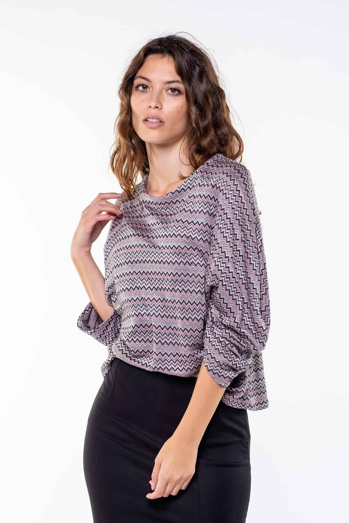 Blusa LIDIA ecoviscosa brand malia lab sostenibile etico artigianale vestibilita comoda abbigliamento sostenibile etico abbigliamento artigianale maglia sartoriale