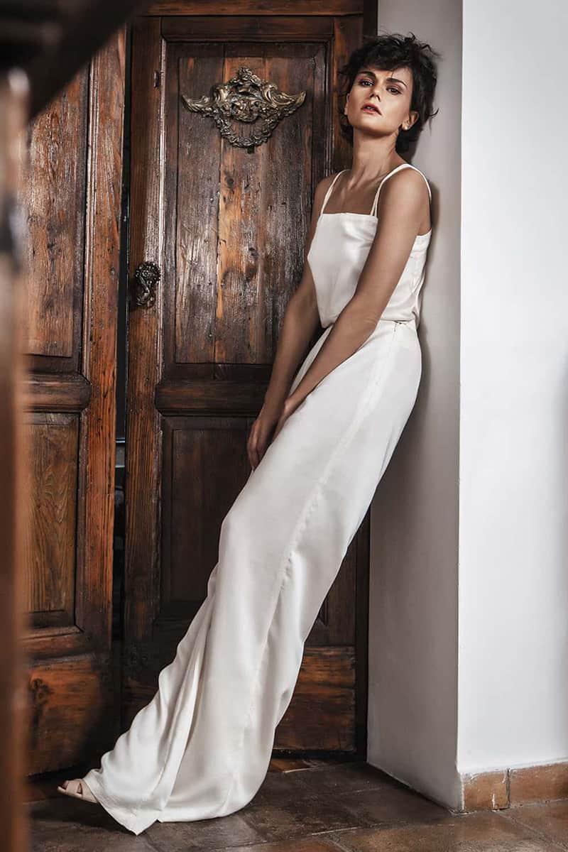 Canottiera sartoriale Perla bretelline uncinetto lyocell seacell ecologico delicato scivolato atelier moda etica artigianale brand malia lab abbigliamento biologico sostenibile