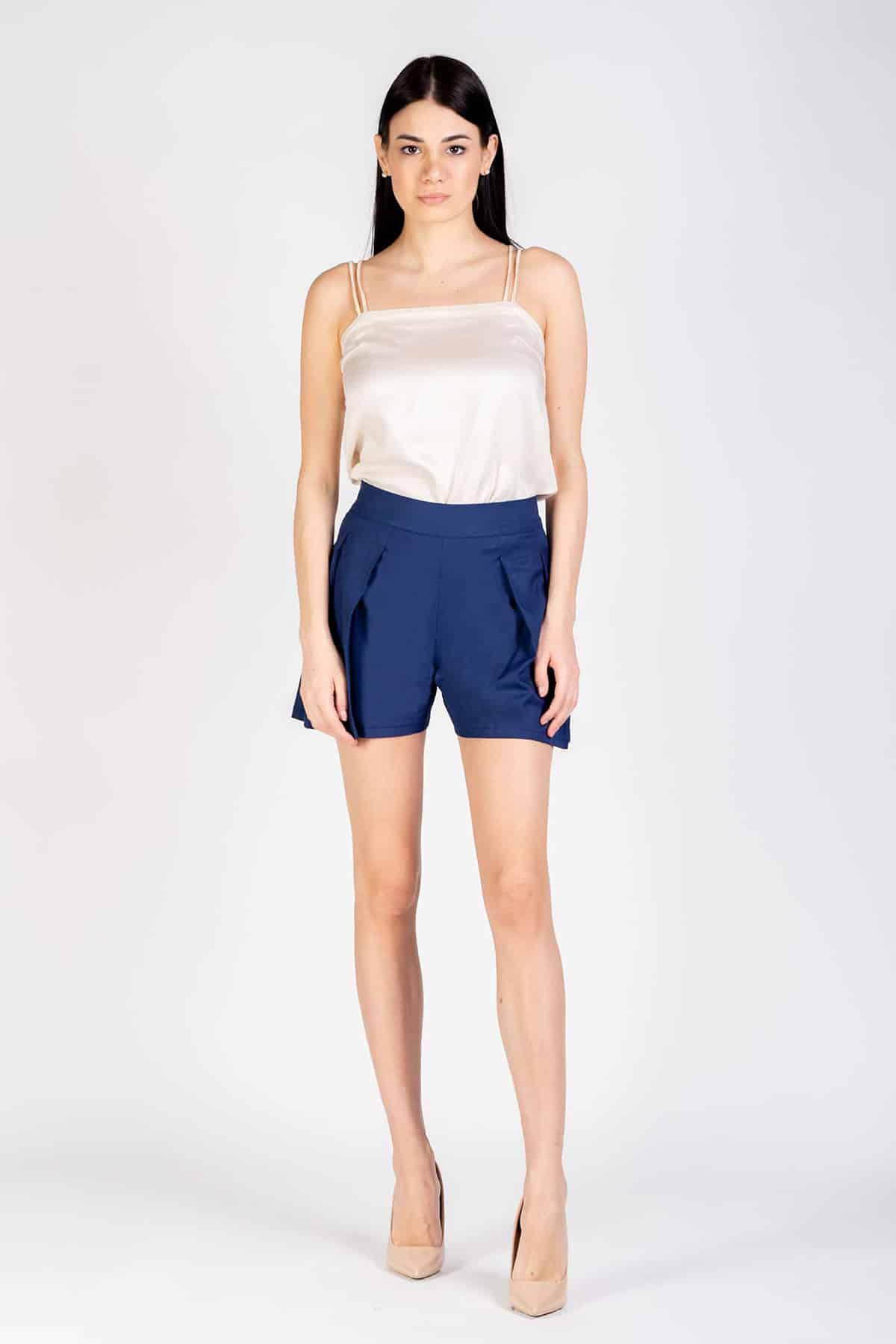 Shorts Bamboo a vita alta abbigliamento sartoriale artigianale abbigliamento etico brand malia lab shorts sartoriali fibre certificate pantaloncino su misura