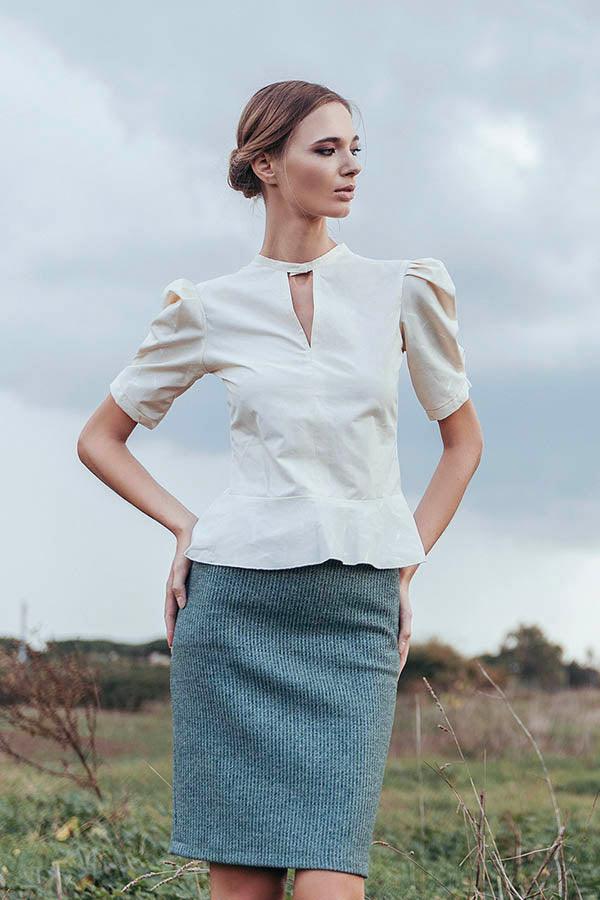 Sottogiacca Lisa cotone biologica ecoviscosa manica palloncino brand malia lab abbigliamento sostenibile etico artigianale vestibilita comoda camicia su misura