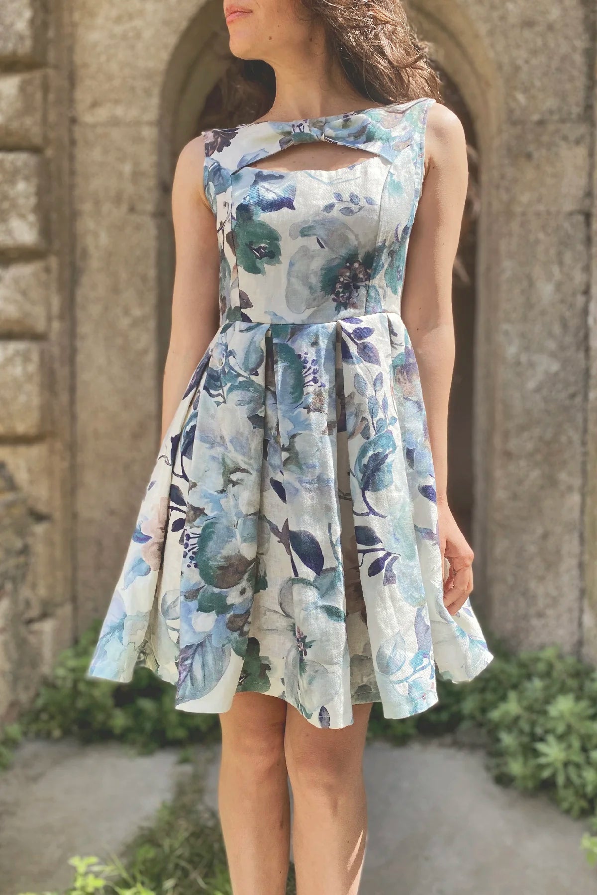 Abito AVA lino abbigliamento sartoriale sostenibile brand etico malia lab dettaglio
