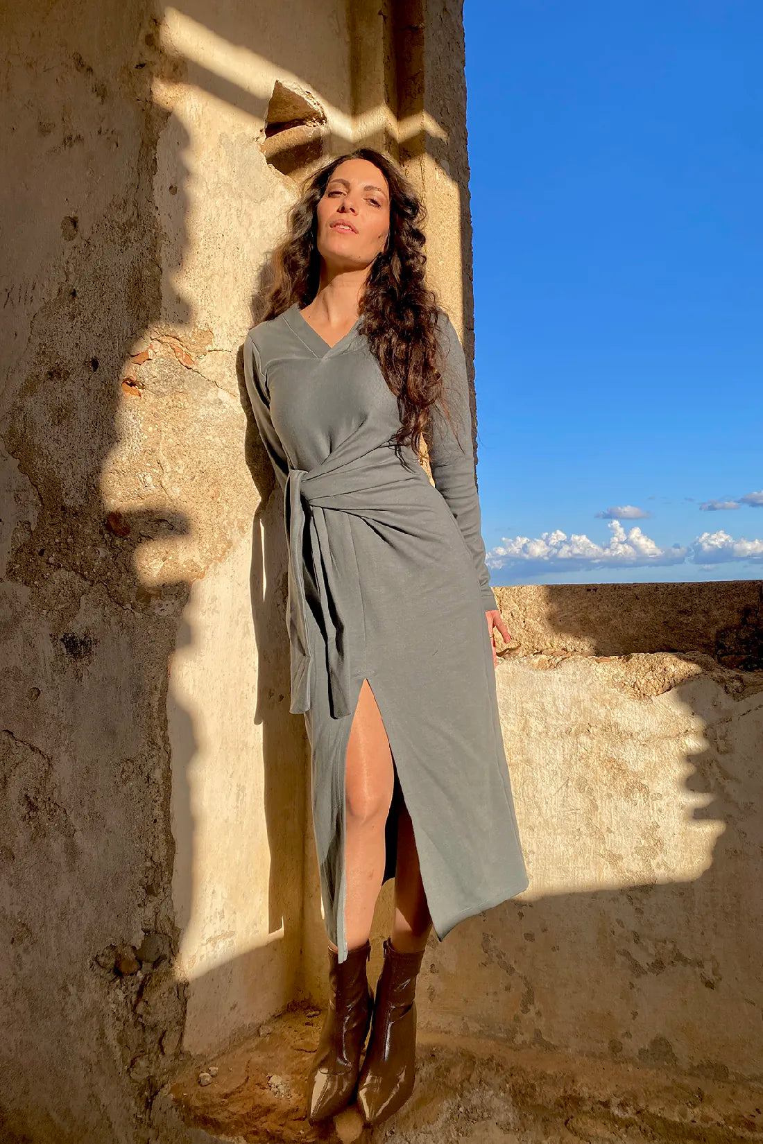 Abito Elisabetta cotone biologico felpato abbigliamento sostenibile malia lab donna
