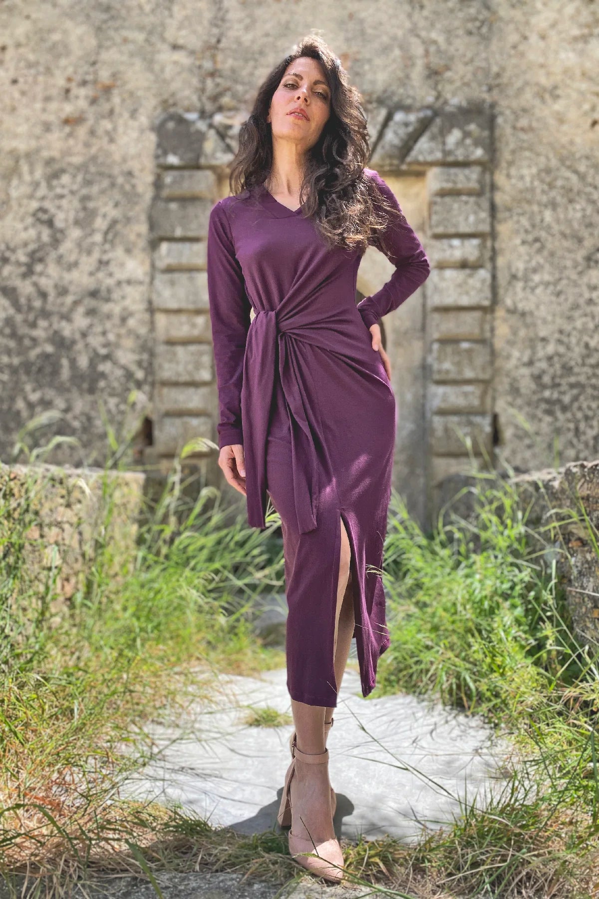 Abito Elise jersey cotone abbigliamento artigianale sartoriale brand malia lab
