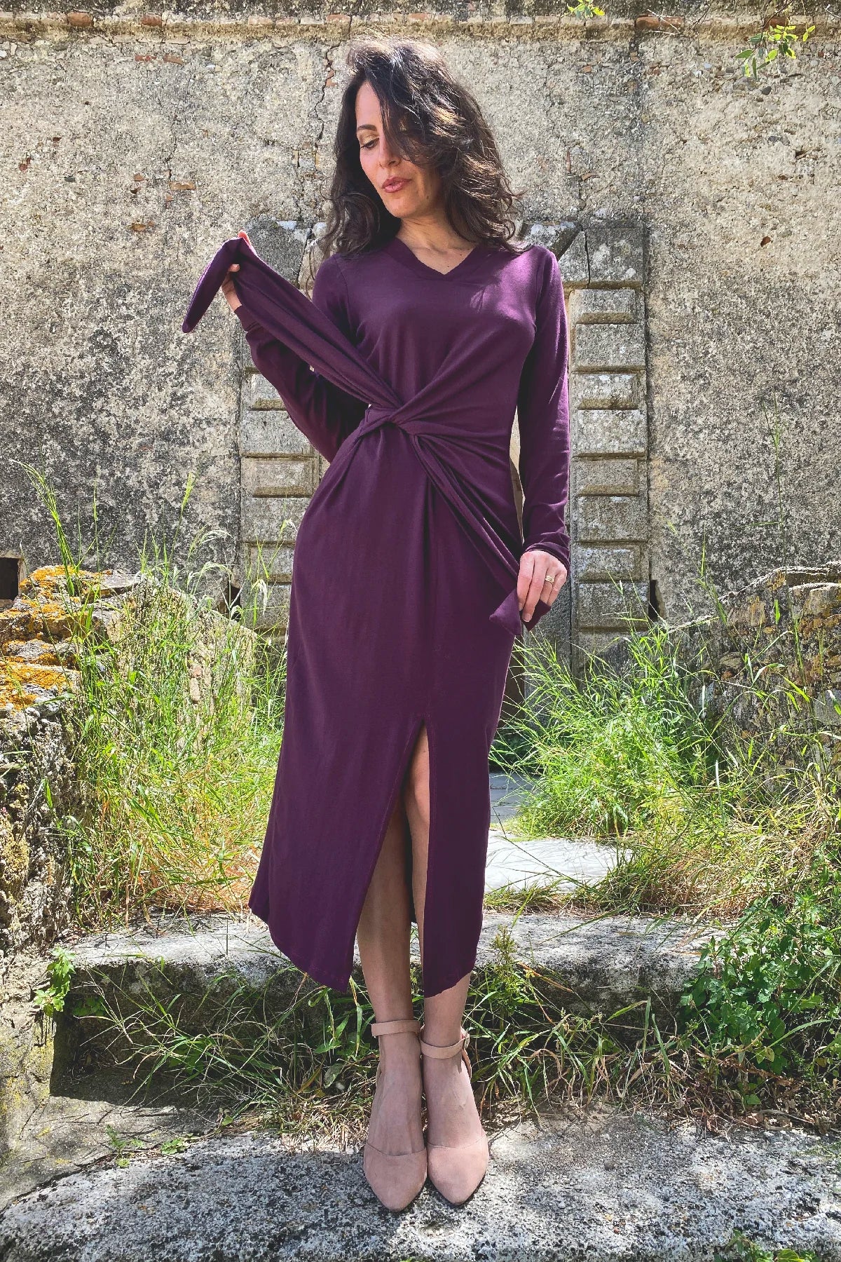 Abito Elise jersey cotone abbigliamento artigianale sostenibile sartoriale brand malia lab
