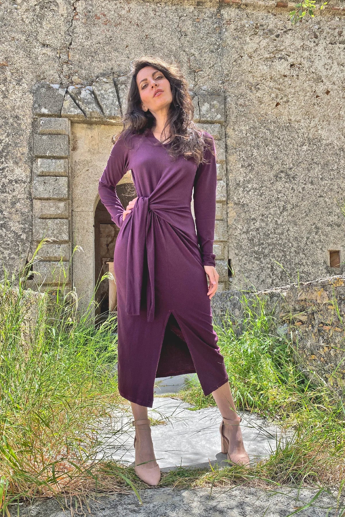 Abito Elise jersey cotone abbigliamento sostenibile sartoriale brand malia lab

