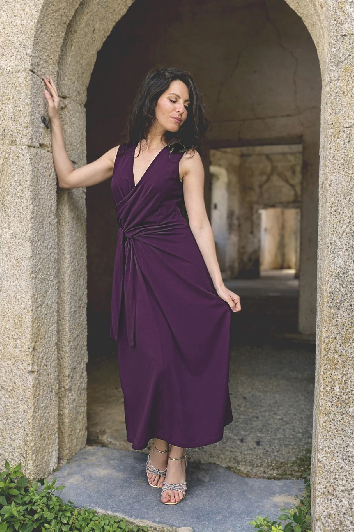 Abito lisette jersey cotone abbigliamento su misura sartoriale brand etico sostenibile malia lab
prugna
