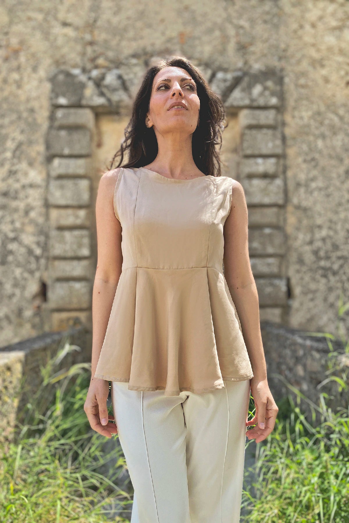 Blusa Irma ruota tencel lyocell abbigliamento sartoriale etico sostenibile brand malia lab dettaglio
