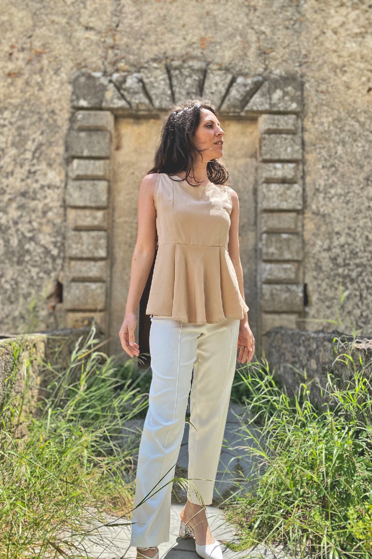 Blusa Irma ruota tencel lyocell abbigliamento sartoriale etico sostenibile brand malia lab laterale
