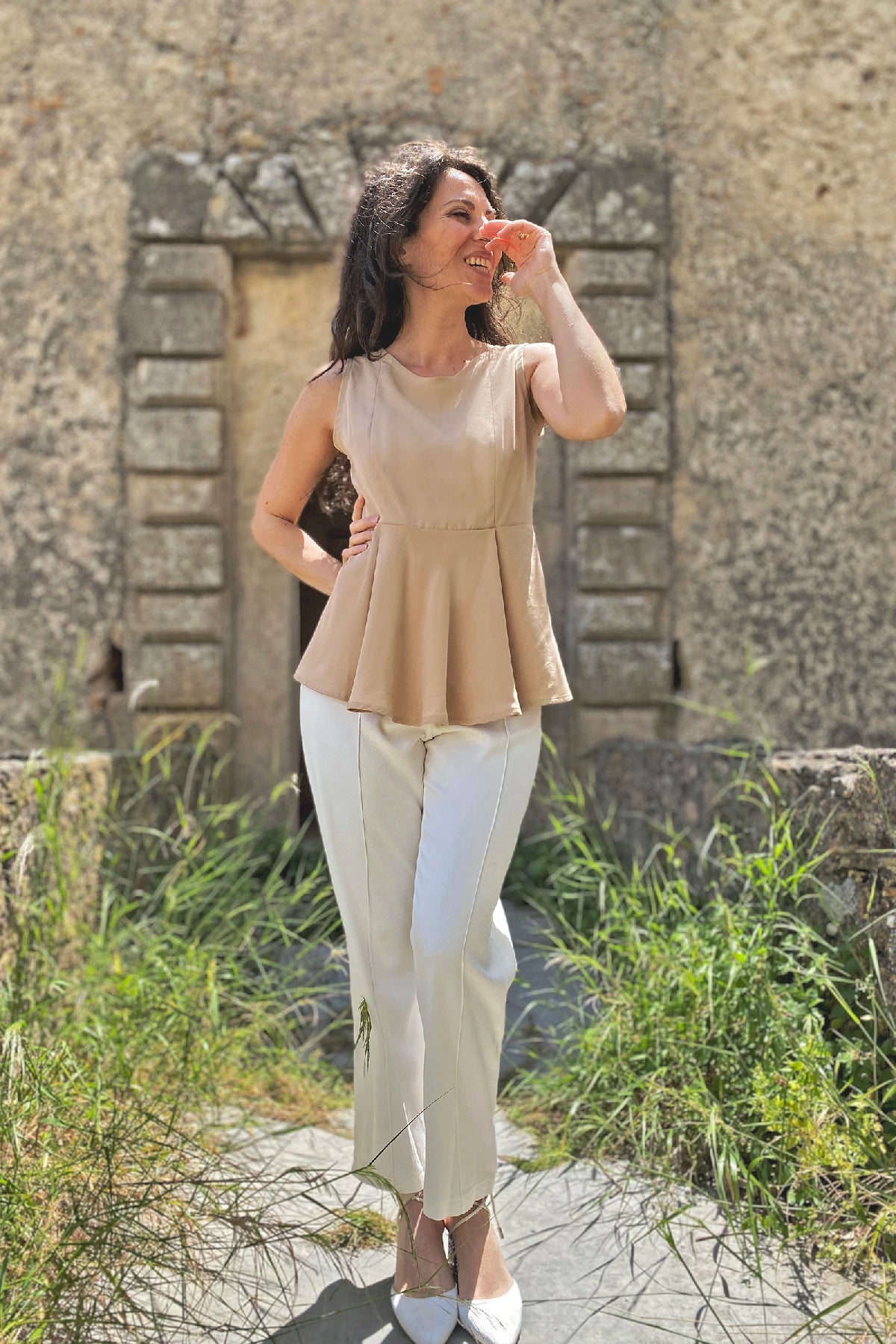 Blusa Irma ruota tencel lyocell abbigliamento sartoriale etico sostenibile brand malia lab

