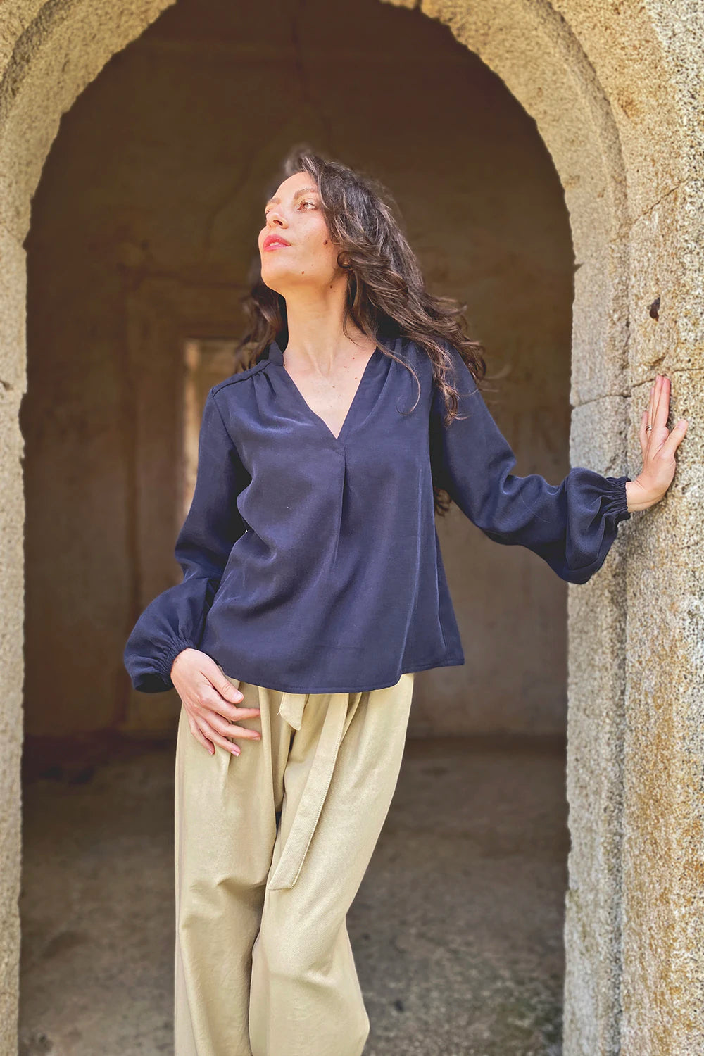 Camicia Alice tencel lyocell abbigliamento etico sostenibile artigianale sartoriale brand malia lab
