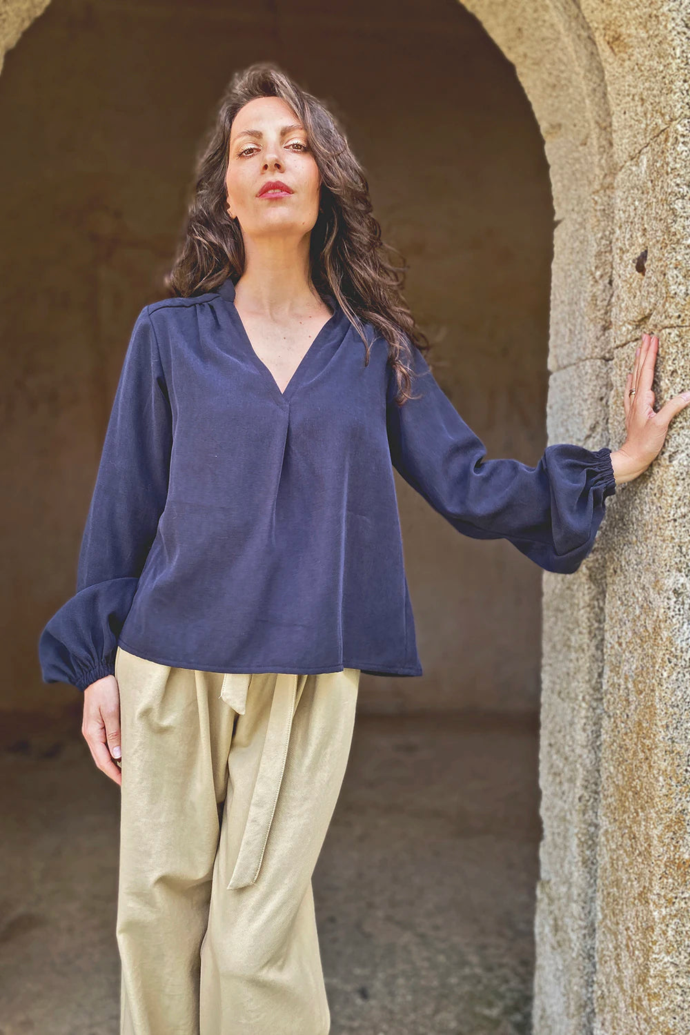 Camicia Alice tencel lyocell abbigliamento sostenibile artigianale sartoriale brand etico malia lab
