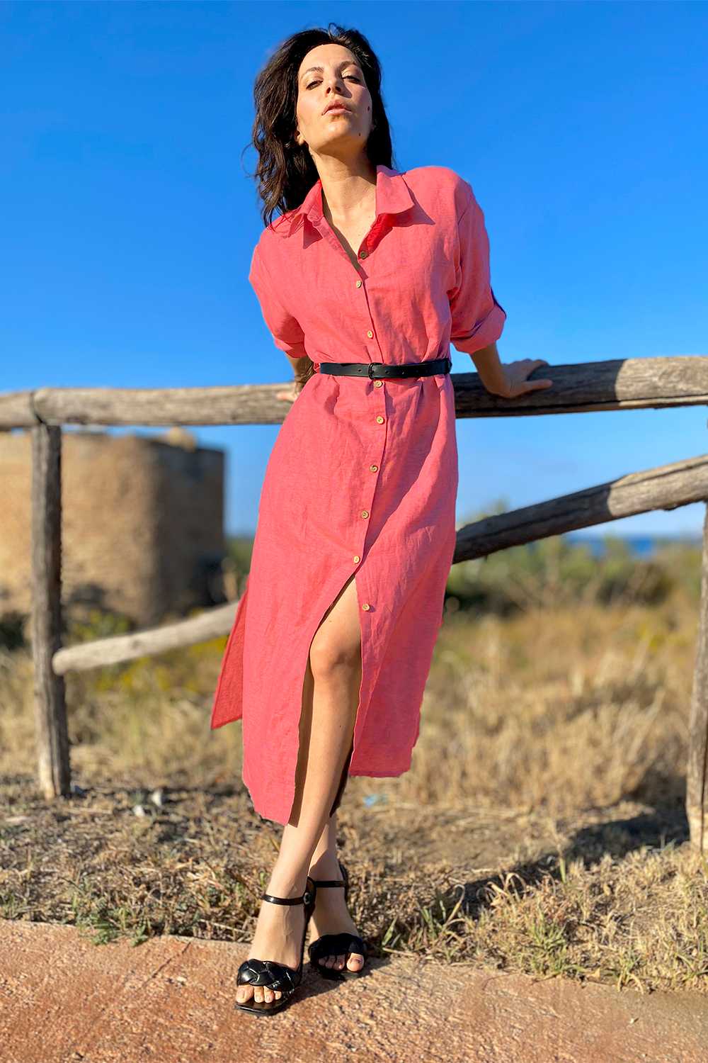 Abito Chemisier Lungo Abito Camicia Outfit RINASCIMENTO Vestito