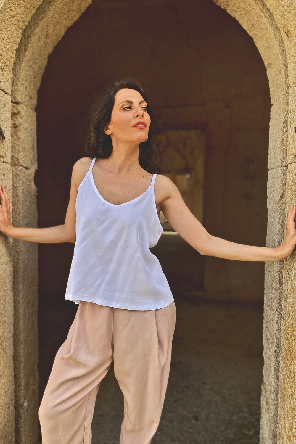 Canottiera Costanza tencel lyocell abbigliamento sartoriale etico sostenibile brand malia lab
