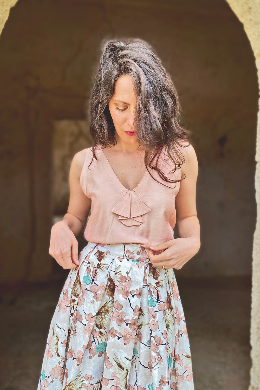 Canottiera Giulia cupro modal abbigliamento sostenibile sartoriale brand malia lab
