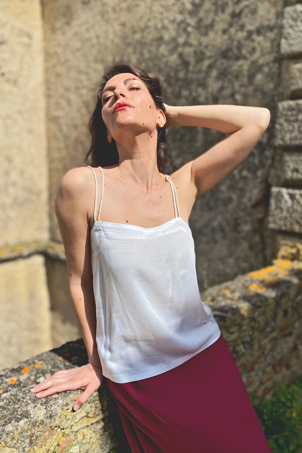 Canottiera Perla lyocell seacell abbigliamento sostenibile artigianale brand malia lab

