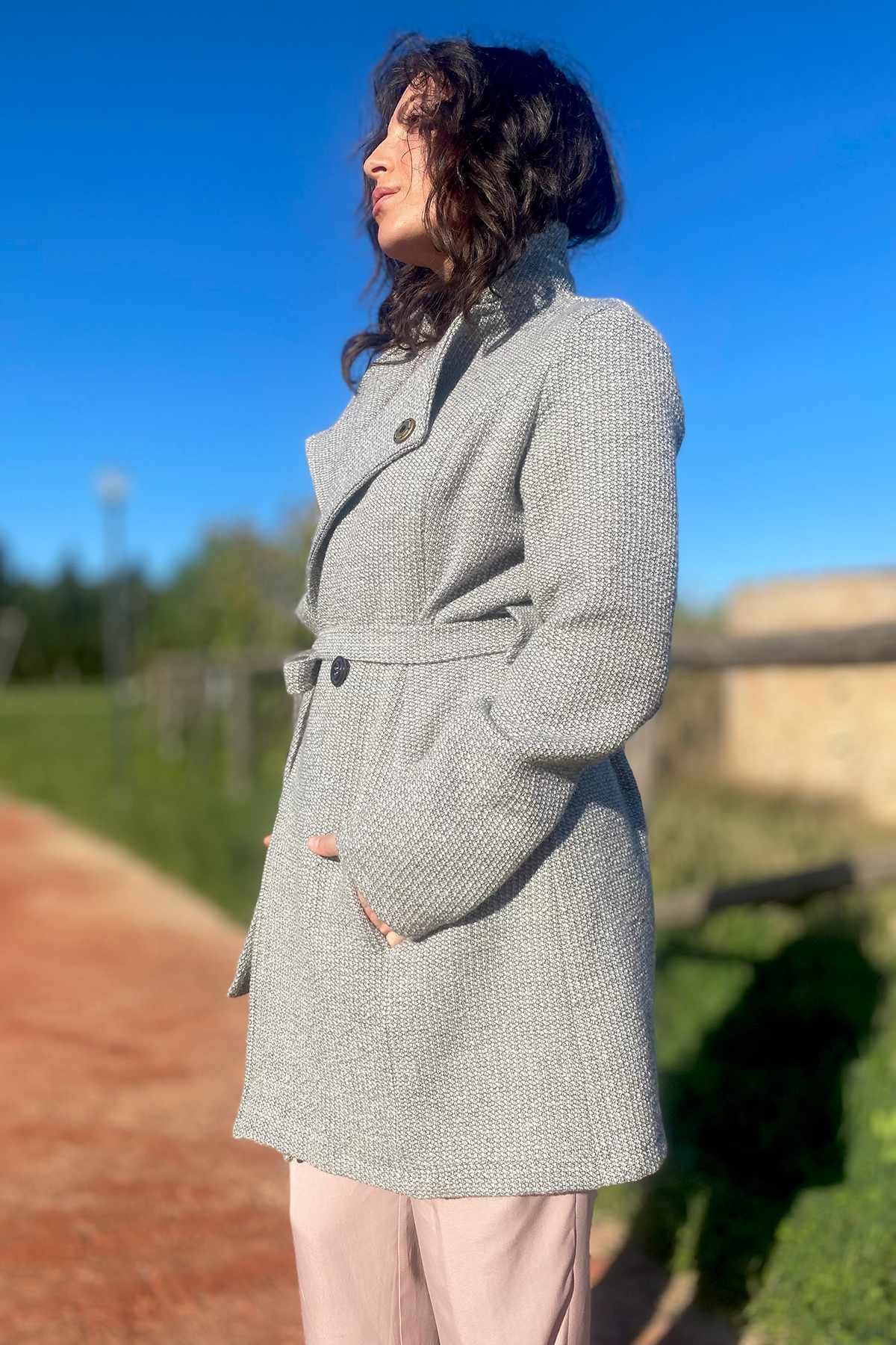 Cappotto MELANIA calda lana biologica abbigliamento sartoriale sostenibile moda responsabile brand malia lab
