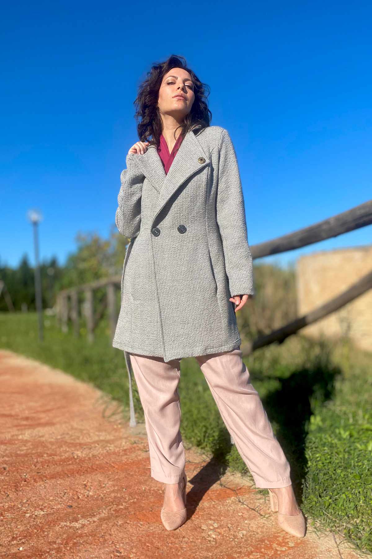 Cappotto MELANIA lana biologica abbigliamento sostenibile moda responsabile brand malia lab
