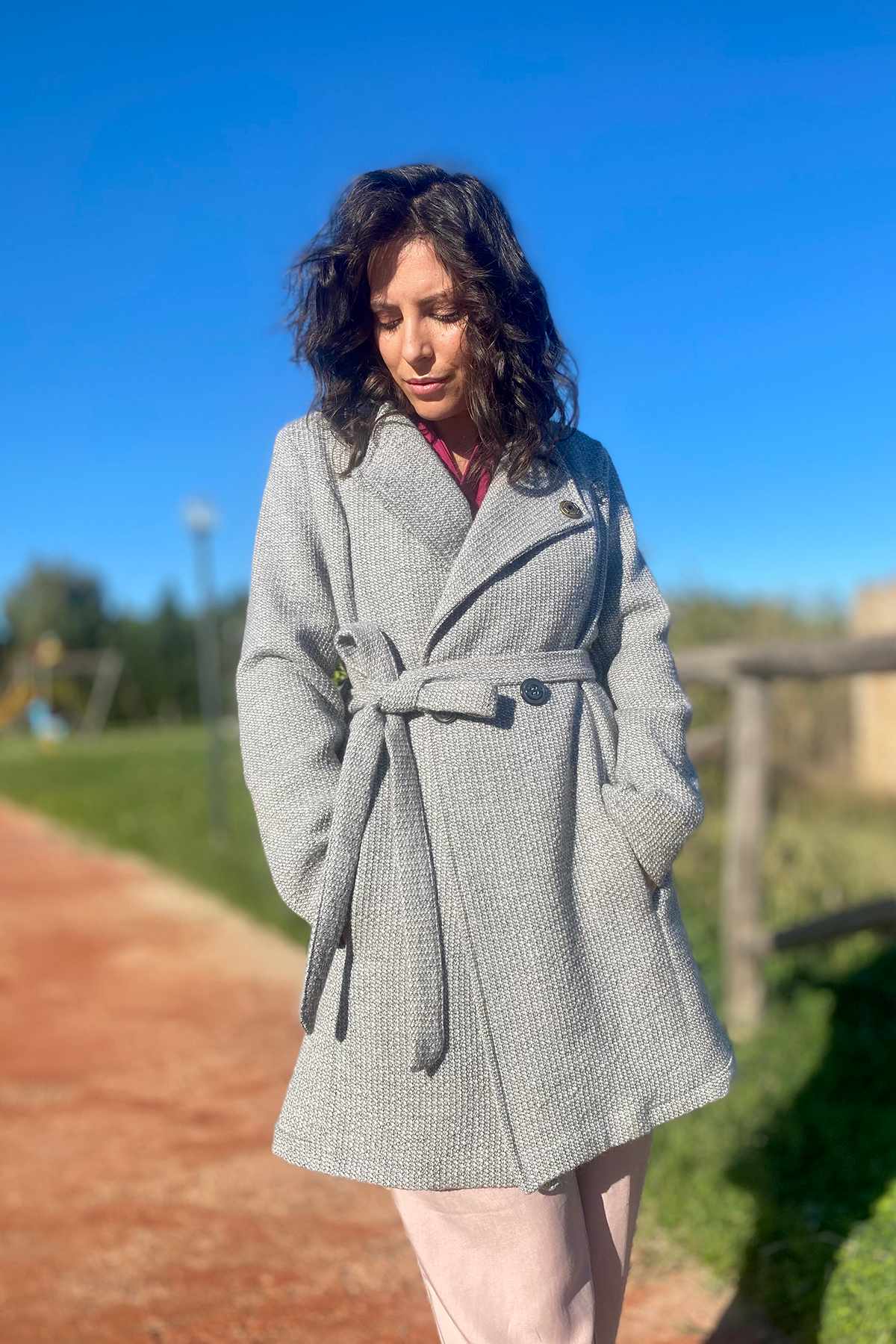 Cappotto MELANIA lana biologica abbigliamento sostenibile moda responsabile sartoriale brand malia lab
