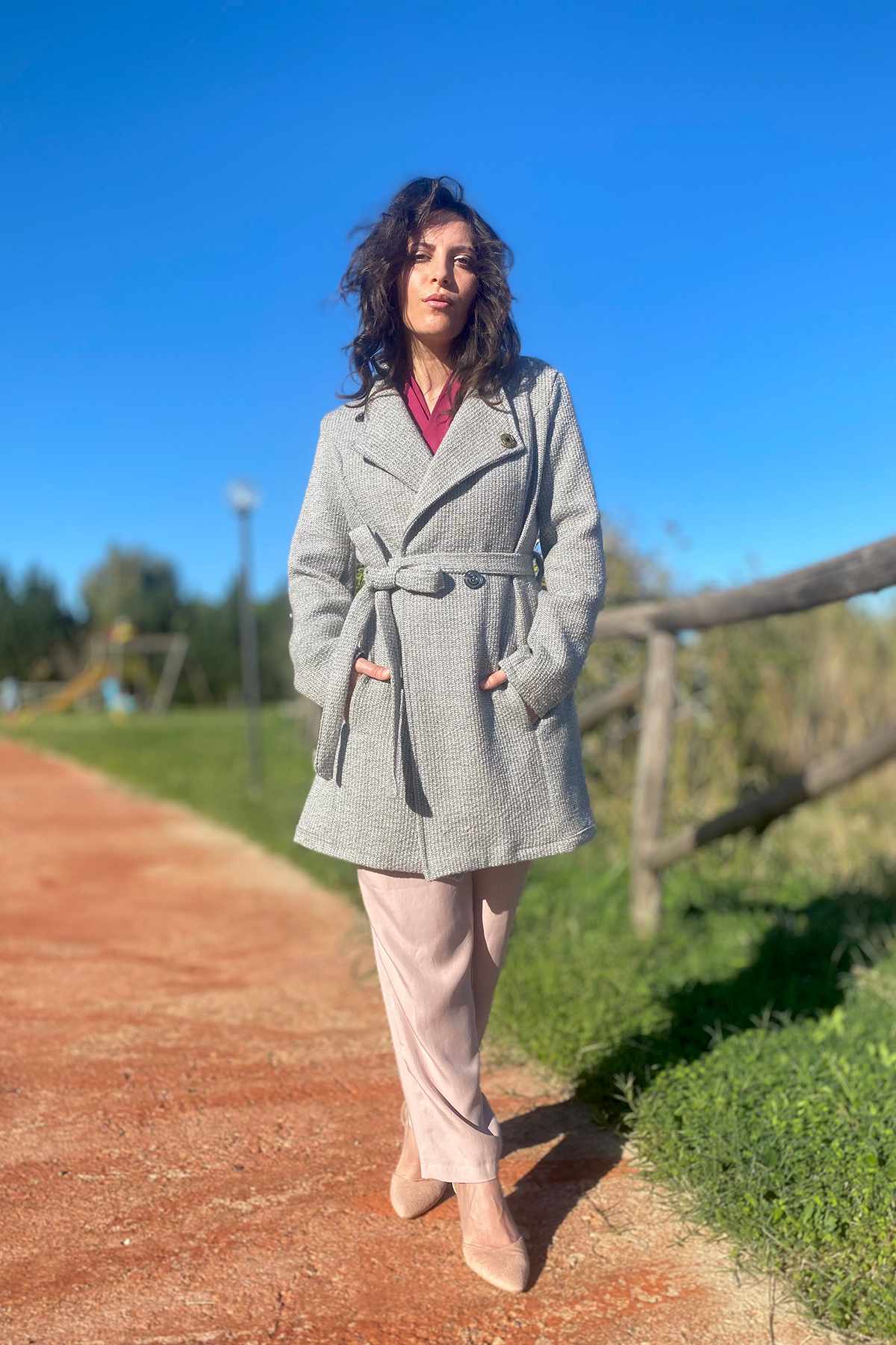 Cappotto MELANIA lana biologica abbigliamento sostenibile sartoriale moda responsabile brand malia lab
