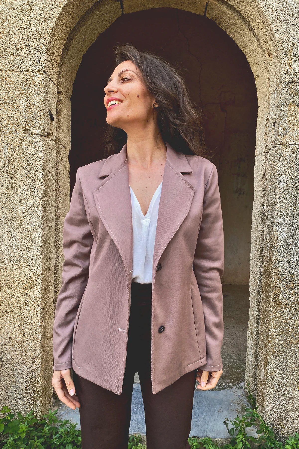 Giacca Guendalina cotone abbigliamento sartoriale sostenibile brand etico malia lab
