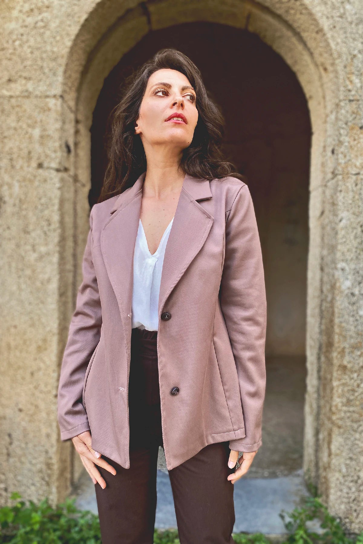 Giacca Guendalina cotone abbigliamento sartoriale sostenibile brand malia lab
