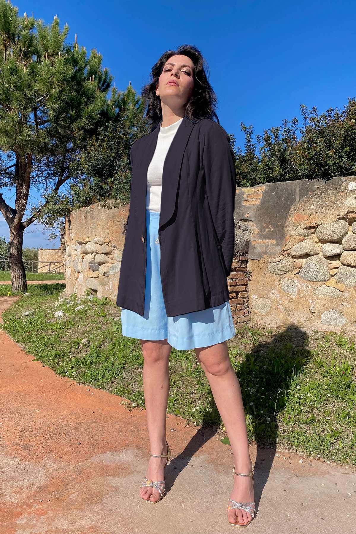 Bermuda Gabriela Giacca Paola Blu notte tencel lyocell brand malia lab abbigliamento sartoriale etico