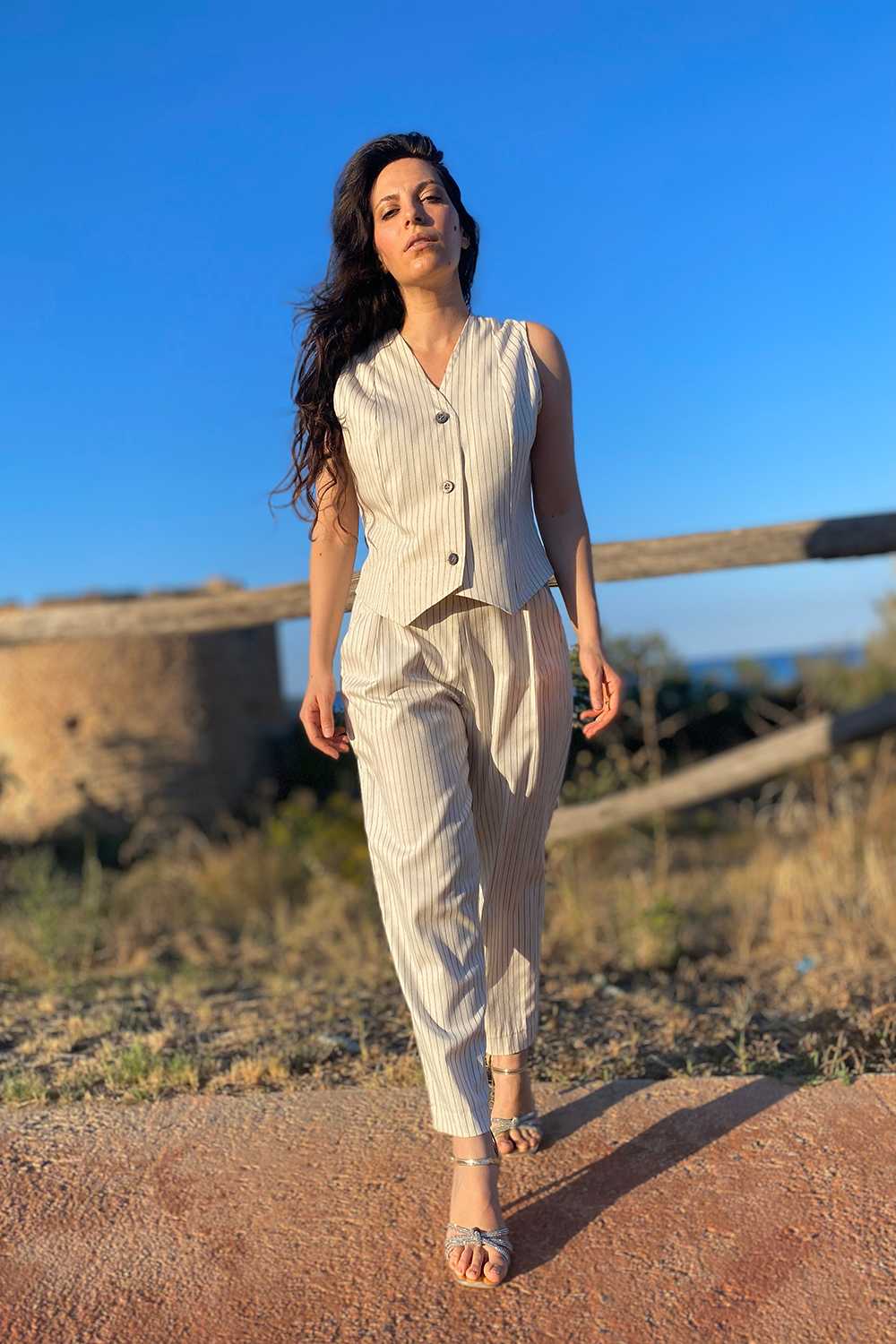 Outfit Gilet Sopra Camicia Donna Gilet In Lyocell Modello Donna