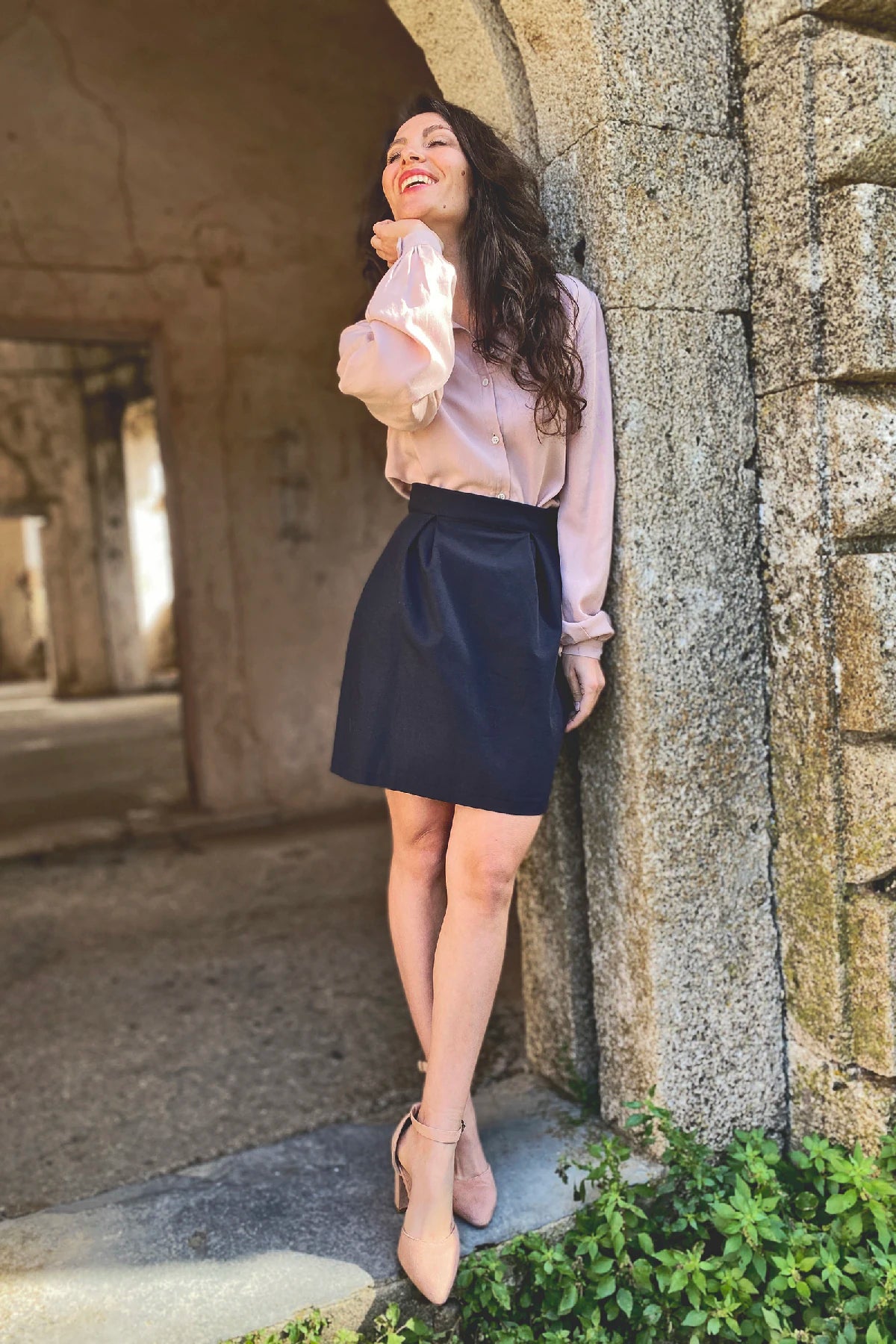 Gonna Mirela anfora camicia Veronica cotone comoda abbigliamento sartoriale brand etico malia lab
